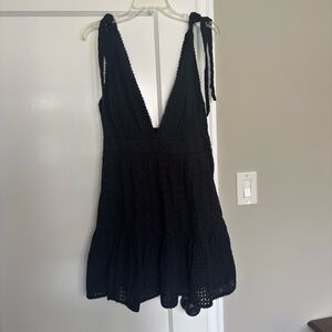 Poupette St. Barth Black Eyelet Mini Dress Cara